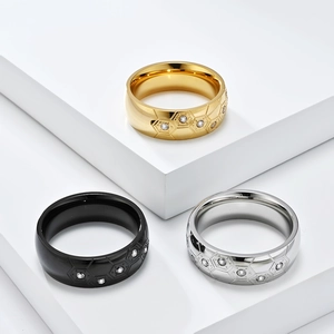 Three-color titanium steel soccer rings with honeycomb pattern and inlaid cubic zirconia