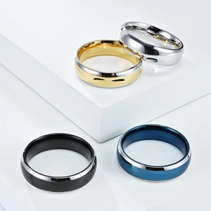 Bague Minimaliste en Acier Inoxydable pour Hommes Femmes Finition Polie Bicolore Bijoux Style Industriel Anneau Comfort Fit Cadeau