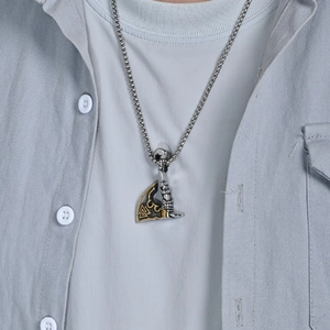 Nordic Viking Valknut axe pendant necklace in silver and gold finish for men