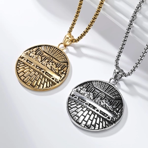 Vintage Edelstahl Das Letzte Abendmahl Relief Anhänger Halskette Für Herren Religiöse Runde Medaille Schmuck Mit Boxkette