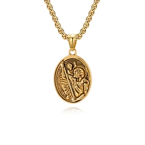 Sint-Christoffel Beschermheilige Medaille Hanger Ketting Vintage Roestvrij Staal Religieus Amulet Voor Mannen Vrouwen Sieraden