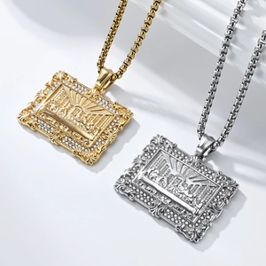 Collar hip hop con colgante de La Última Cena en oro y plata decorado con cristales