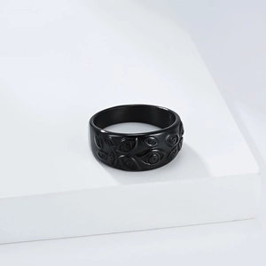 Schwarzer Edelstahlring mit Augen-Relief im Punk-Stil Gothic-Schmuck für Damen Herren