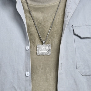 Colgante de La Última Cena en acero de titanio con relieves barrocos para hombre hip hop