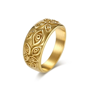 Gothic Edelstahl Böses Auge Bandring Für Herren Damen Punk Breit Relief Muster Retro Mystery Mode Finger Schmuck