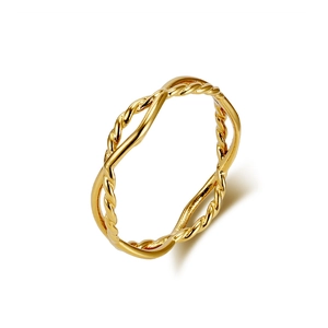 Bague Minimaliste Acier Inoxydable Corde Torsadée Femmes Géométrique Chic Tissé Bande Mode Accessoire Quotidien Bijoux