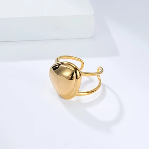 Polished 18K gold geometric open ring with minimalist triangular arc design for women