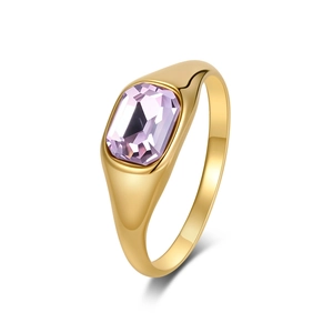 Eleganter 18K Vergoldeter Edelstahl Ring Für Damen High-End Rechteckiger Strass Edelstein Zeigefingerring Chic Party Schmuck