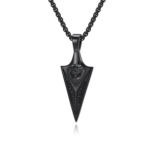 Nordic vintage black arrow pendant necklace with viking owl raven head and runes