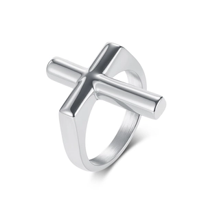 Bague Croix en Acier Titane Minimaliste Pour Hommes Style Punk Gothique Personnalisé Or Argent Noir Poli Bijoux de Doigt