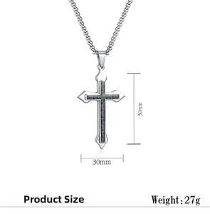 Tableau des tailles détaillé du pendentif croix en carbone avec hauteur 50mm et largeur 30mm