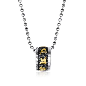 Collana con Ciondolo a Cilindro Mantra Buddista in Acciaio Inossidabile Vintage Om Mani Padme Hum Ruota della Preghiera Loto Gioielli