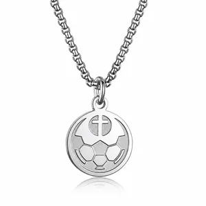 Collar de Colgante de Cruz Deportiva de Acero Inoxidable Sin Cadena para Hombre Niños Béisbol Fútbol Baloncesto Joyería
