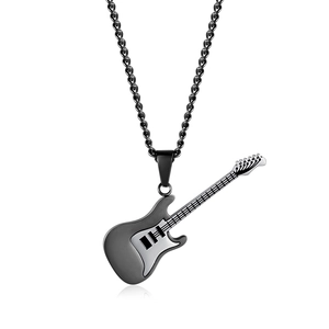 Creative Electric Guitar Pendant Necklace For Men Women Stainless Steel Music Lover Jewelry Rock Punk Instrument Necklace Gift