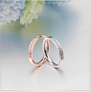 Elegant rose gold and silver plated rings with sparkling zircon row for women