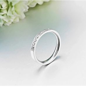 Elegant rose gold plated band ring with minimalist sparkling cubic zirconia stones