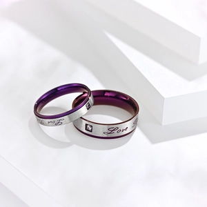 Bagues de couple en acier inoxydable avec gravure Love Forever et intérieur violet