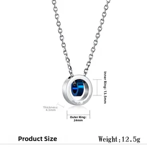 Detailansicht Doppelring-Anhänger mit 24mm Außendurchmesser und 13,5mm blauem Innenring