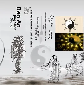 Gravure détaillée du mantra de purification taoïste et du symbole Bagua sur bague