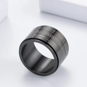 Anillo giratorio de acero inoxidable con números arábigos y acabado en metal gris mate