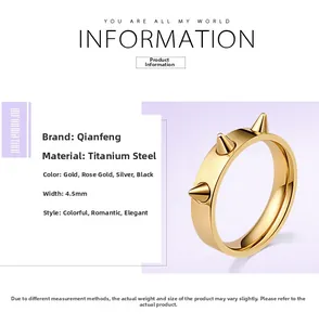 Detail specifications of 4.5mm gold titanium steel rivet ring with spiked punk design