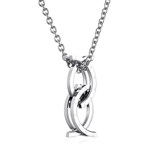Stainless Steel Deformable Foldable Ring Pendant Necklace For Men Women Forever Engraved Geometric Minimalist Jewelry Gift