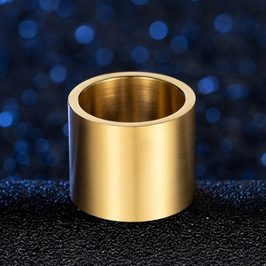 Matte gold titanium steel wide band ring with brushed finish for men and women