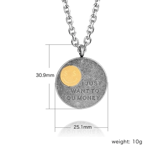 Dimensiones detalladas del colgante de moneda de plata antigua con sonrisa de dólar