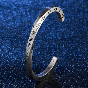 Bracelet Viking en acier inoxydable argent mat avec gravure Always in my heart