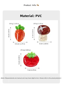 Detaillierte Größenangaben für kreative PVC Haarklammern in Karotten und Pilz Form