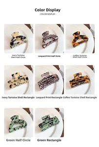 Collage of French leopard and tortoise shell acetate hair claws in various colors