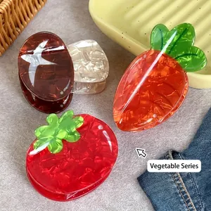 Kreative Gemüse Haarklammern Süße PVC Tomate Karotte Pilz Form Haarschmuck Für Damen Hinterkopf Hai Clips
