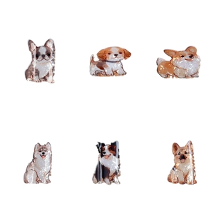 Cute PVC dog hair claws featuring Corgi and Husky patterns with marble texture finish