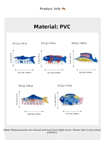 Size chart showing dimensions and weight for five different ocean fish hair claw clips