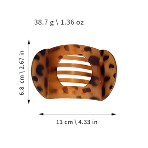 Grande pince à cheveux écaille de tortue avec dents incurvées pour cheveux épais léopard