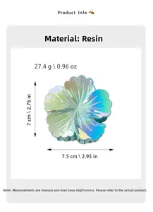 Dimensions détaillées de la pince à cheveux fleur en résine avec finition laser colorée