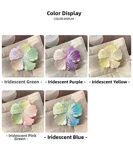 Vue détaillée de cinq pinces à cheveux fleur dégradées aux couleurs irisées variées