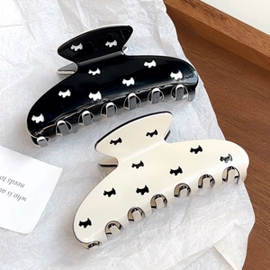Korean Style Minimalist Acetate Dog Pattern Shark Hair Clip Hollow Out Scottie Silhouette Large Non Slip Hair Claw For Women Daily Accessories