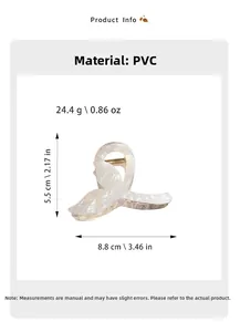 Detailed specs of iridescent mermaid tail hair claw clip made of PVC material