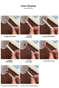 Detailed comparison of tortoiseshell acetate hair clips in various sizes and marble patterns