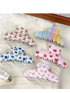 Lot détaillé de 5 pinces à cheveux à fleurs avec motifs d'ours et nœuds en résine