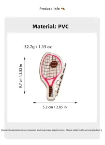 Detailed specs of the PVC tennis racket hair claw showing dimensions and weight