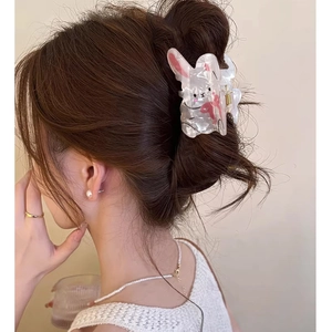 Pinza per capelli a forma di coniglio bianco perlato accessorio per capelli carino