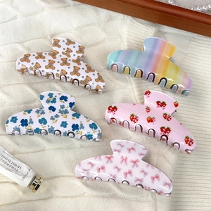 Pince à Cheveux Crabe Ours de Dessin Animé Floral Nœud Papillon pour Femme Printemps Été Mignon Pince en PVC Accessoire Cheveux Mode
