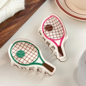 Creative Tennis Racket Shape Hair Claw Clip PVC Sporty Style Shark Clip Hair Accessories For Women Girls Hair Styling