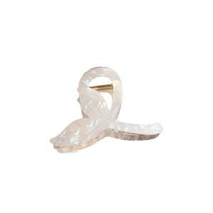 Elegant iridescent mermaid tail hair claw clip with pearl luster and golden spring for women