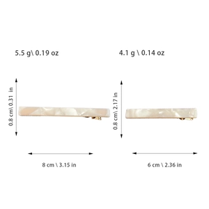 Elegant tortoise shell acetate hair clips in cream white marble with size dimensions