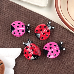 Cartoon ladybug hair clips in red and pink acetate finish for girl hairstyle