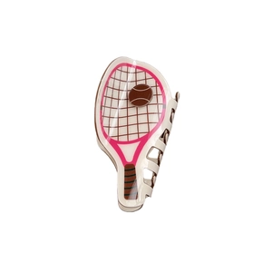 Ins style tennis racket hair claw clip in cream and pink with sporty PVC details