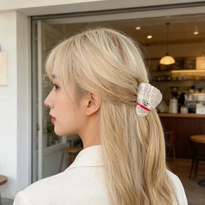Pince à cheveux créative en forme de volant blanc crème avec des rayures colorées